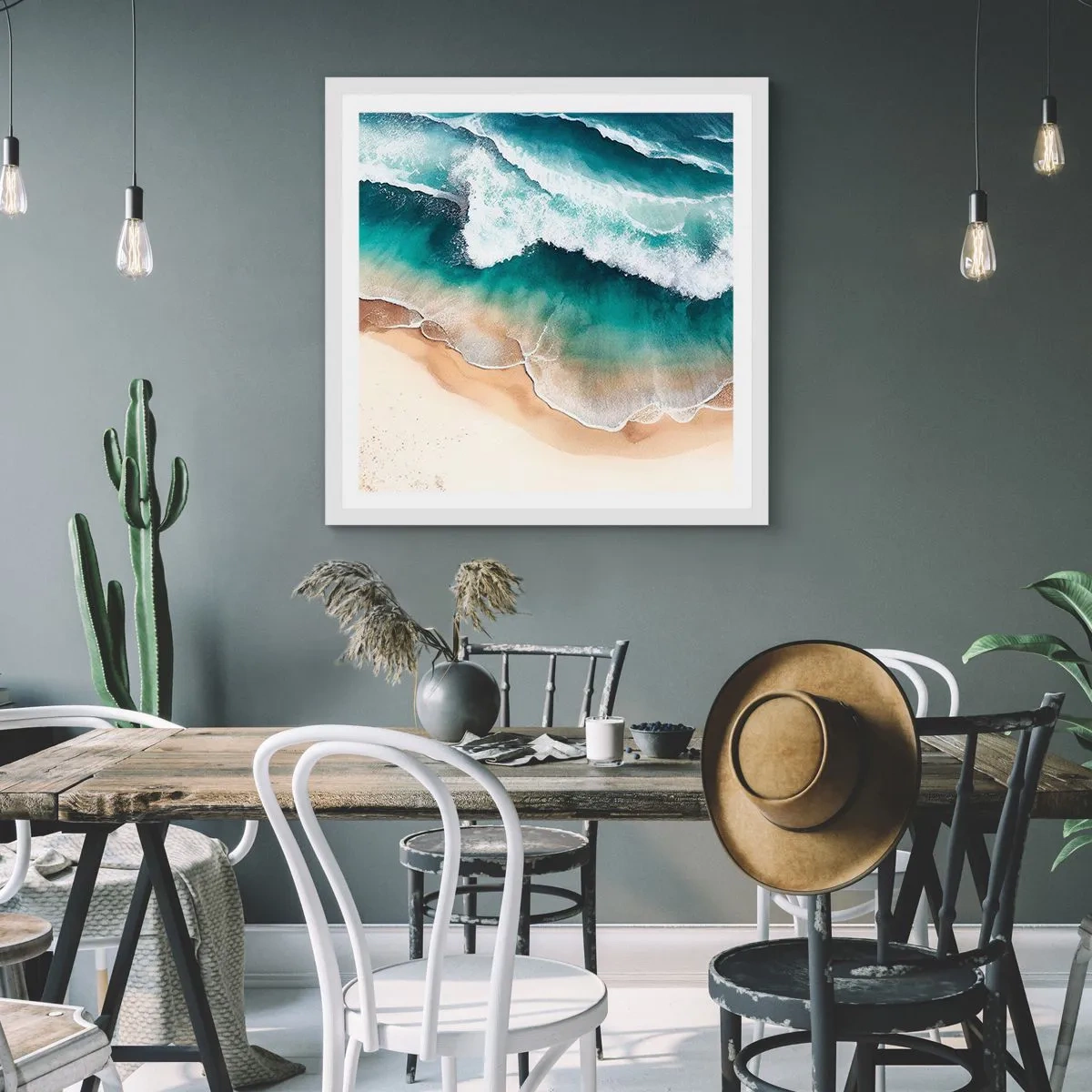 Plakat w białej ramie - Odwieczne spotkanie - 40x40 cm