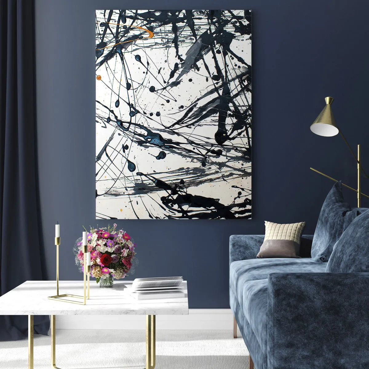 Obraz na szkle - Abstrakcyjne plamy i linie na jasnym tle - 50x70cm - Z sensem czy bez sensu? - Nowoczesna dekoracja ścienna do salonu, kuchni i sypialni ARTTOR