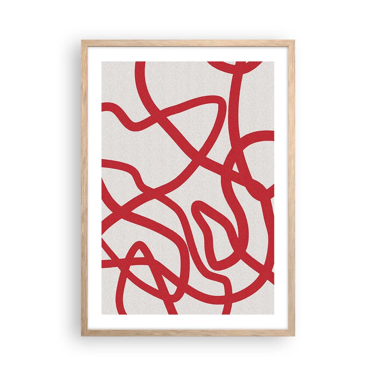 Plakat w ramie jasny dąb - Czerwono na białym - 50x70 cm
