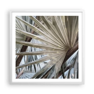 Plakat w białej ramie - Wachlarze w tropikach - 60x60 cm