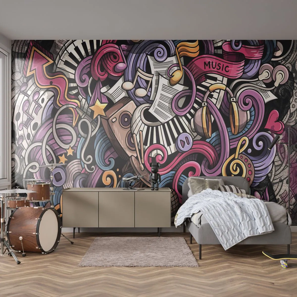 Fototapeta Premium Sand - Skomplikowana melodia - Muzyka, Mural, Graffiti - 500x350 cm