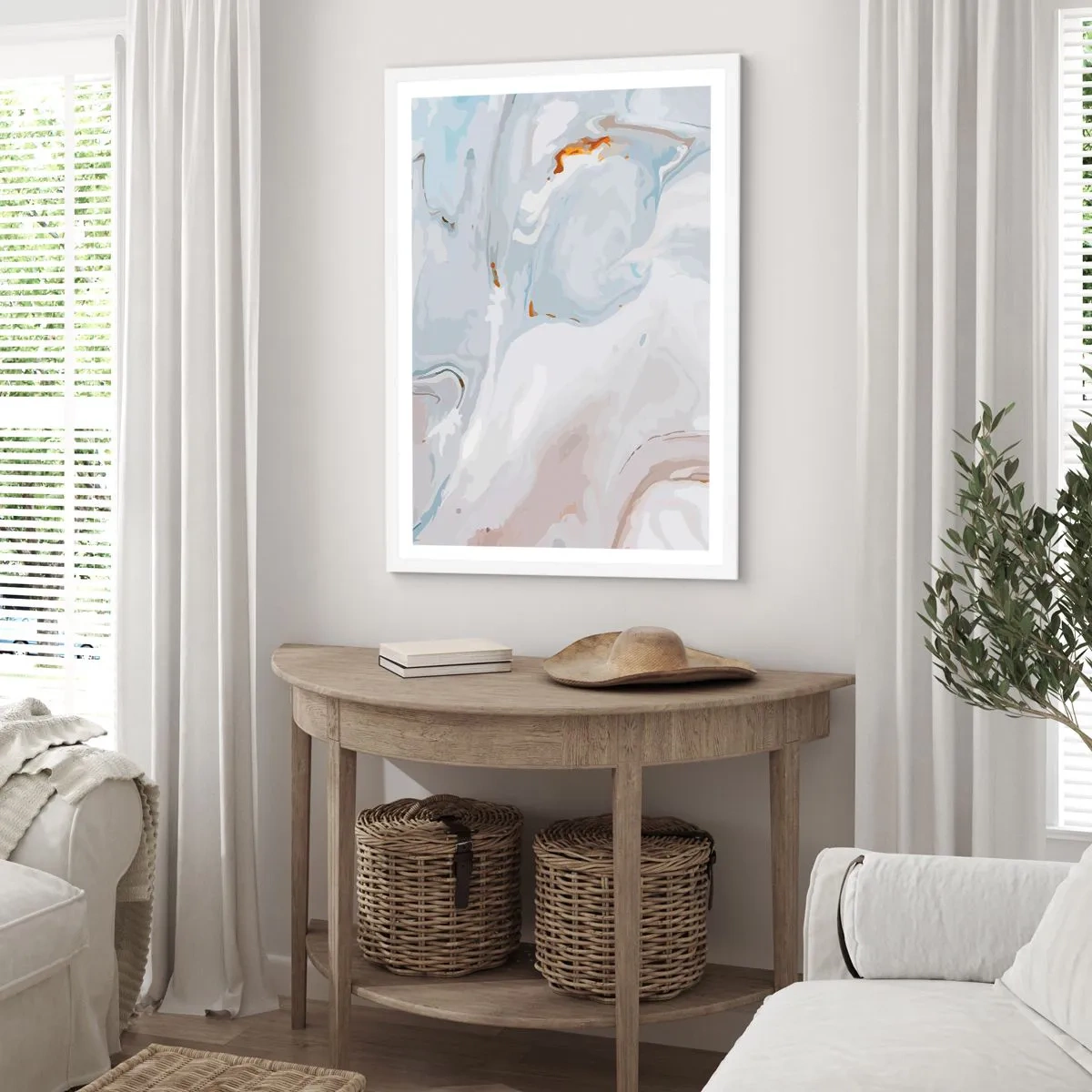 Plakat w białej ramie - Biel wypiętrzona - 70x100 cm