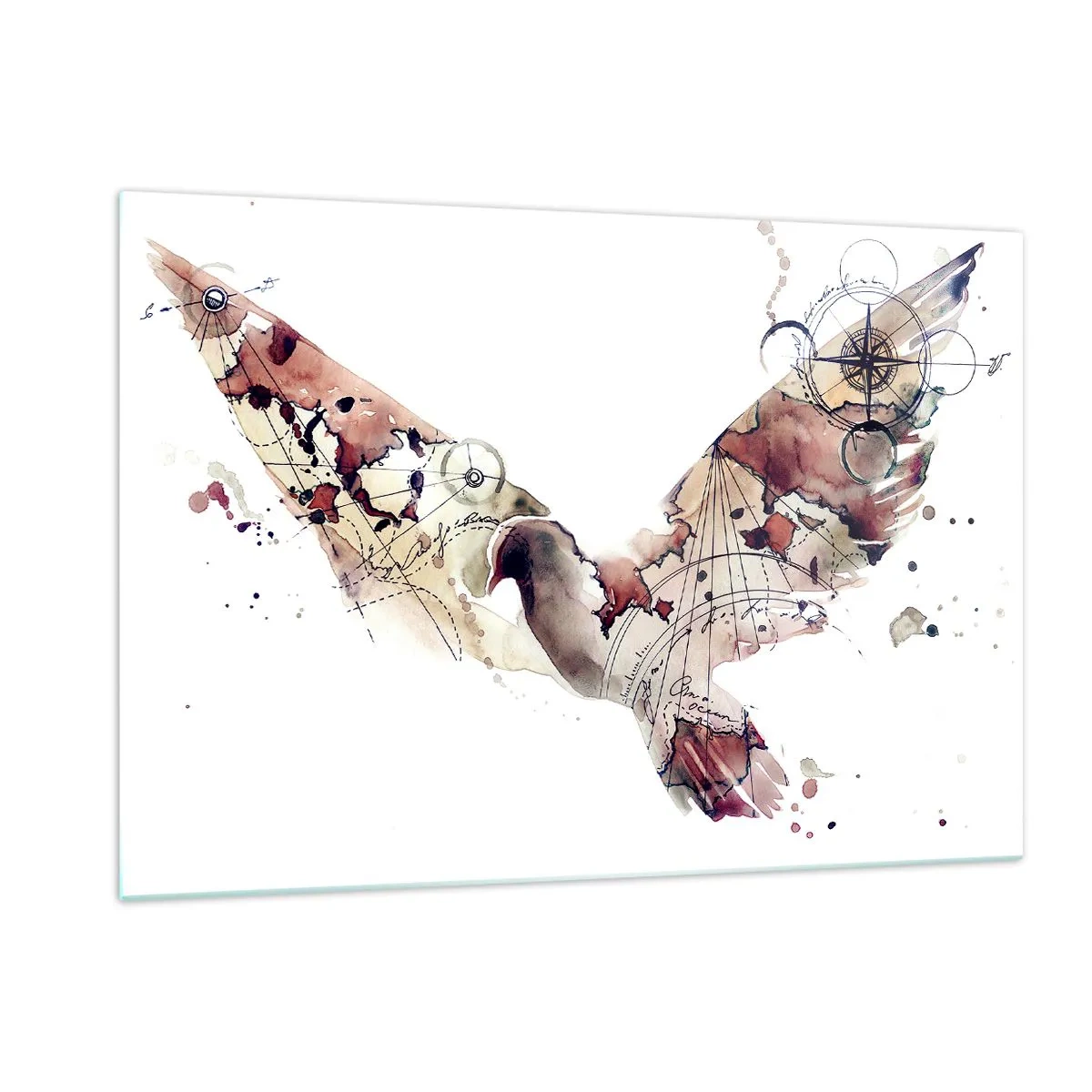 Obraz na szkle - Abstrakcyjne skrzydła w stylu artystycznym na białym tle - 120x80cm - Napowietrzny wędrowiec - Nowoczesna dekoracja ścienna do salonu, kuchni i sypialni ARTTOR