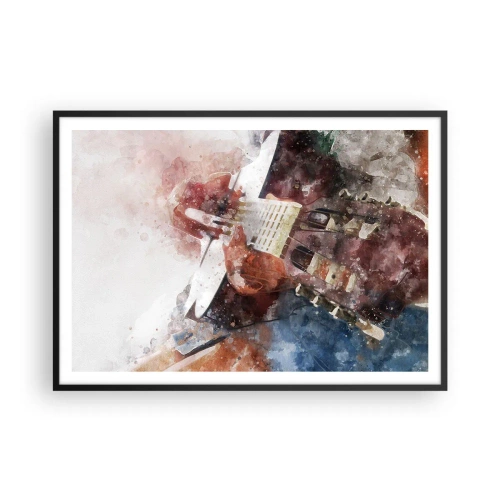 Plakat w czarnej ramie - Artystyczne ujęcie gitary w akwarelowym stylu - 100x70cm - I co o tym myślisz? - Nowoczesna dekoracja ścienna do salonu i sypialni ARTTOR