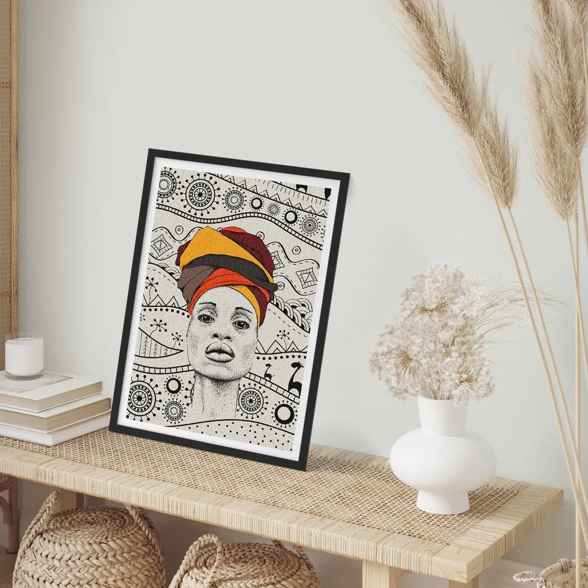 Plakat w czarnej ramie - Afrykański patriarcha - 50x70cm - Portret afrykański - Nowoczesna dekoracja ścienna do salonu i sypialni ARTTOR