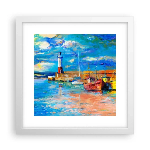 Plakat w białej ramie - Popołudnie w tęczowej zatoce - 30x30 cm