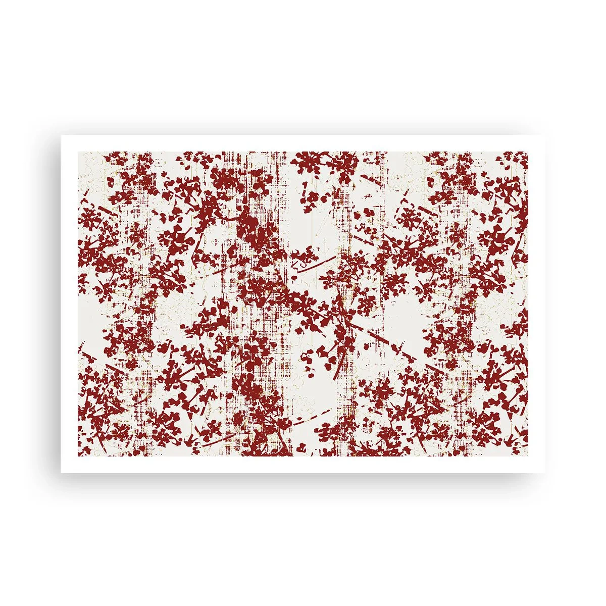 Plakat - Czerwone kwiaty na białym tle w artystycznym stylu - 100x70cm - Jak dawny perkalik - Nowoczesna dekoracja ścienna do salonu i sypialni ARTTOR