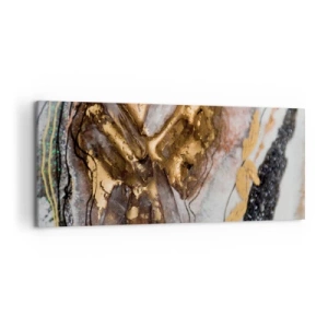Obraz na płótnie - Abstrakcyjna kompozycja z elementami złota i kryształów - 120x50cm - Żywioł ziemi - Nowoczesna dekoracja ścienna do salonu i sypialni ARTTOR