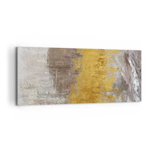 Obraz na płótnie - Złoty i beżowy abstrakcyjny wzór - 120x50cm - Złocisty podmuch - Nowoczesna dekoracja ścienna do salonu i sypialni ARTTOR