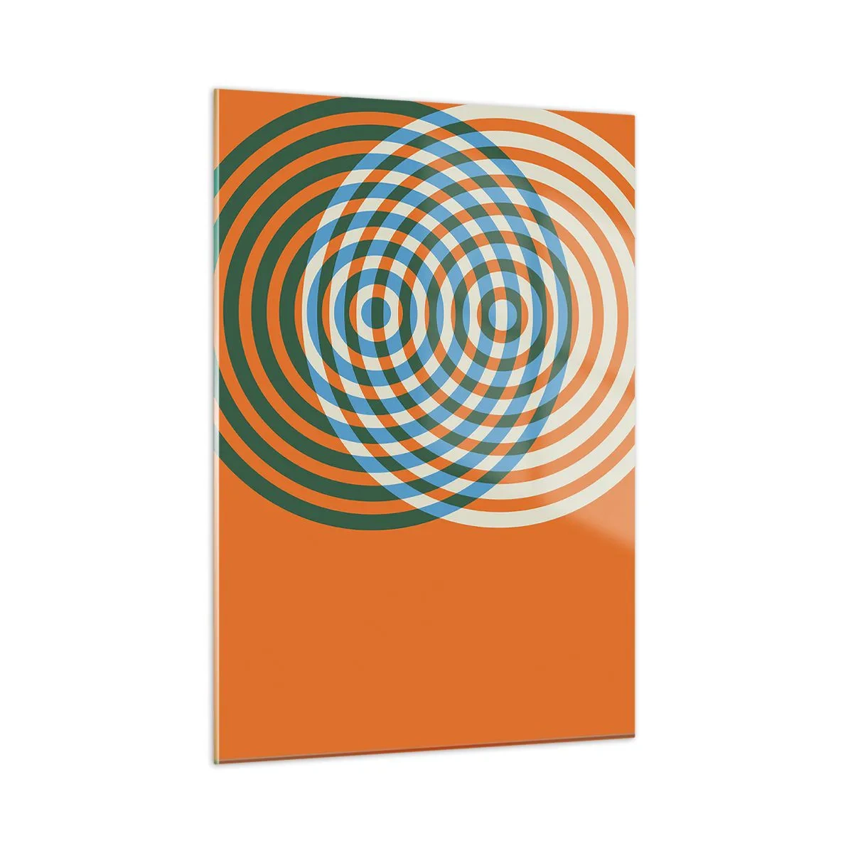 Obraz na szkle - Abstrakcyjna grafika geometryczna z koncentrycznymi okręgami - 50x70cm - Abstrakcyjna wariacja kolista - Nowoczesna dekoracja ścienna do salonu, kuchni i sypialni ARTTOR