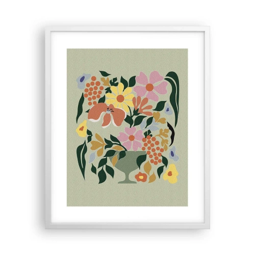 Plakat w białej ramie - Bukiet kipiący życiem - 40x50 cm