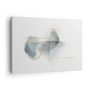 Obraz na płótnie - Abstrakcyjna kompozycja w odcieniach turkusu i złota - 70x50cm - O związkach szarości i złota - Nowoczesna dekoracja ścienna do salonu i sypialni ARTTOR
