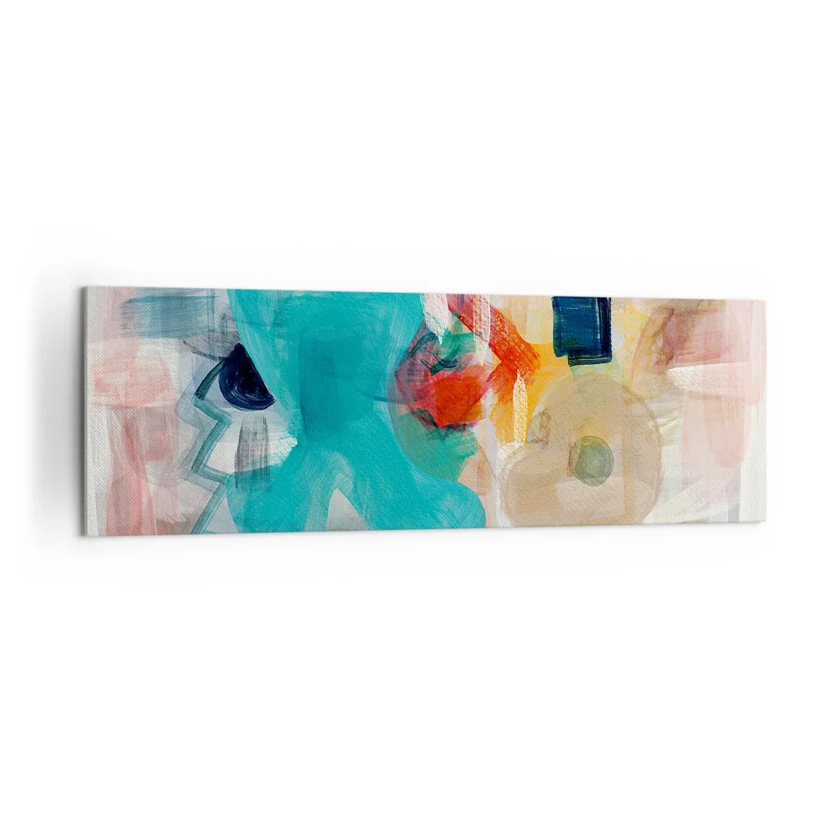 Obraz na płótnie - Abstrakcyjne kształty i kolory tworzące dynamiczną kompozycję - 160x50cm - Kolorowa gra - Nowoczesna dekoracja ścienna do salonu i sypialni ARTTOR