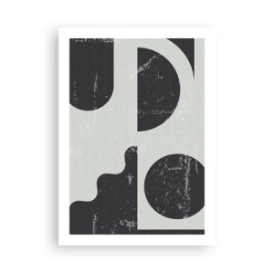 Plakat - Abstrakcyjna kompozycja geometryczna w czerni i szarości - 50x70cm - Kompozycja ponad i pod - Nowoczesna dekoracja ścienna do salonu, kuchni i sypialni ARTTOR