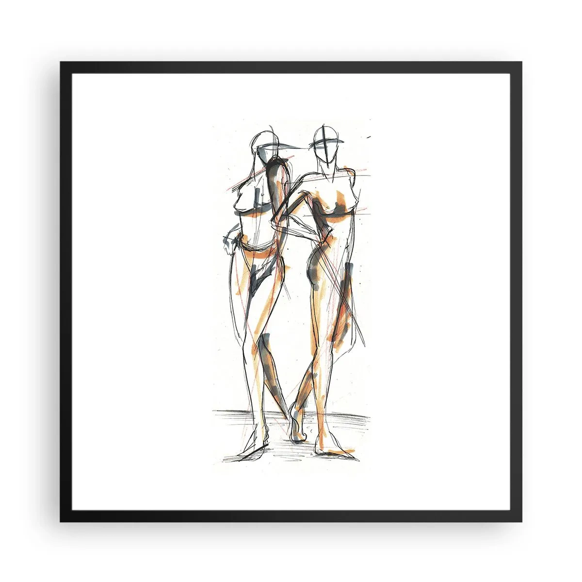 Plakat w czarnej ramie - Studium wdzięku - 60x60 cm