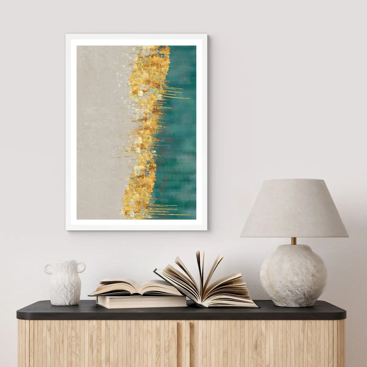 Plakat w białej ramie - Złota granica - 30x40 cm