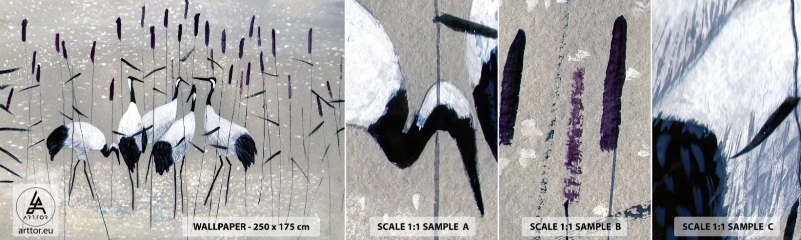 Fototapeta Próbka Samoprzylepna Deluxe Sticker - Wśród swoich - Żuraw, Ptak, Natura - 100x30 cm