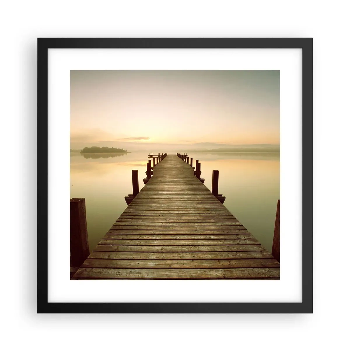 Plakat w czarnej ramie - Przedświt, świtanie, światło - 40x40 cm