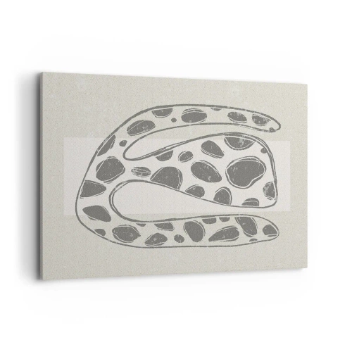 Obraz na płótnie - Abstrakcyjny wzór organiczny w odcieniach szarości - 100x70cm - Przedziwne stworzenie - Nowoczesna dekoracja ścienna do salonu, kuchni i sypialni ARTTOR