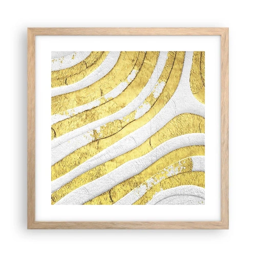 Plakat w ramie jasny dąb - Kompozycja w bieli i złocie - 40x40 cm