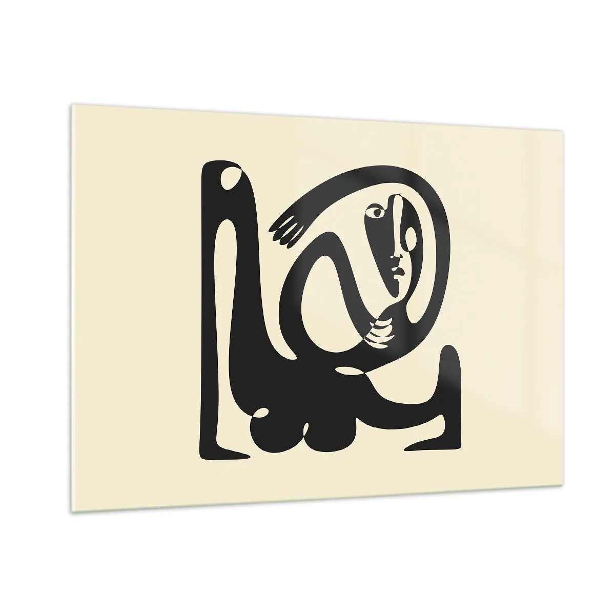 Obraz na szkle - Abstrakcyjny portret w stylu przypominającym Picasso - 100x70cm - Prawie Picasso - Nowoczesna dekoracja ścienna do salonu, kuchni i sypialni ARTTOR