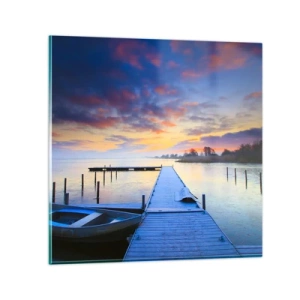 Obraz na szkle - Fioletowo-złoty spokój - 70x70 cm