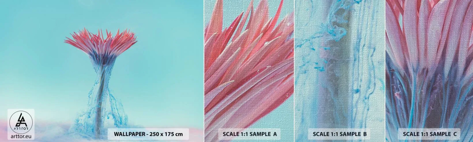 Fototapeta Próbka Premium Canvas - W ożywczym objęciu - Abstrakcja, Kwiat, Sztuka - 100x30 cm