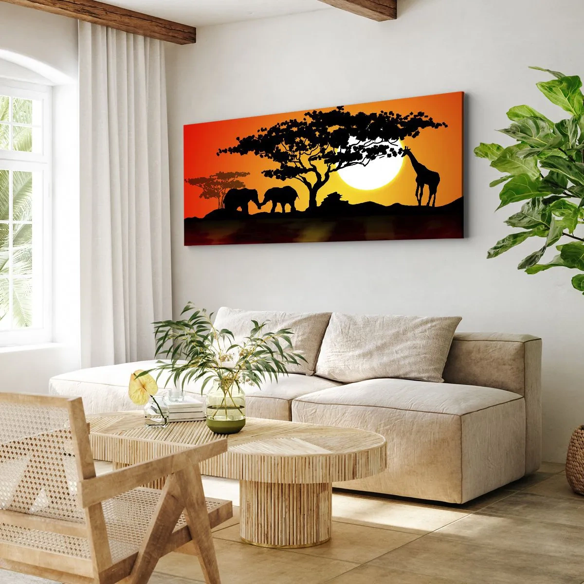 Obraz na płótnie - Spotkanie na sawannie - 100x40 cm