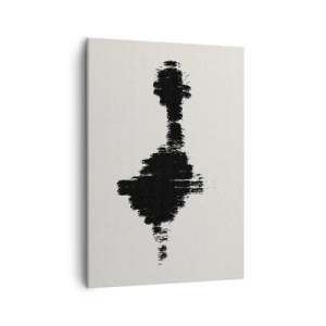 Obraz na płótnie - Abstrakcyjna czarno-biała kompozycja przypominająca zniekształcony odcisk - 50x70cm - Drgania wyobraźni - Nowoczesna dekoracja ścienna do salonu, kuchni i sypialni ARTTOR