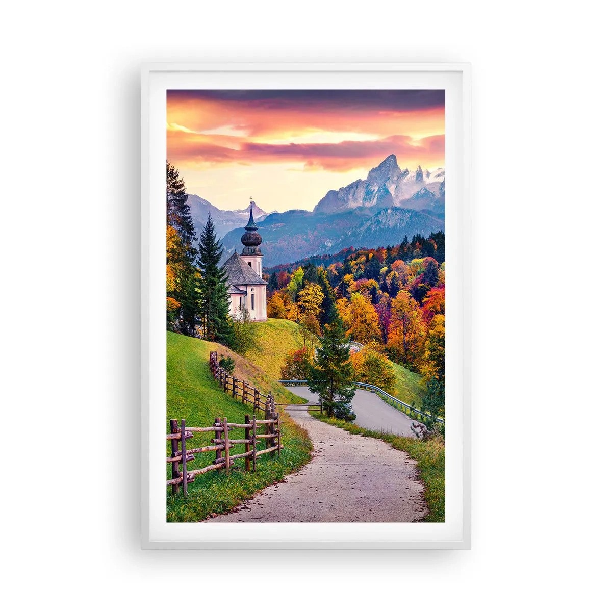 Plakat w białej ramie - Pejzaż jak malowanie - 61x91 cm