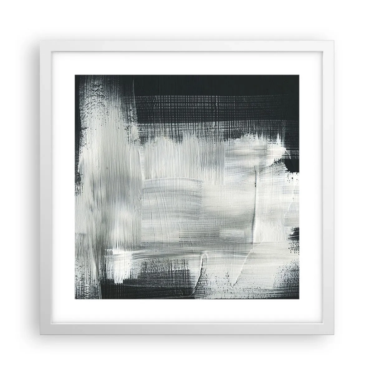 Plakat w białej ramie - Utkane z pionu i poziomu - 40x40 cm