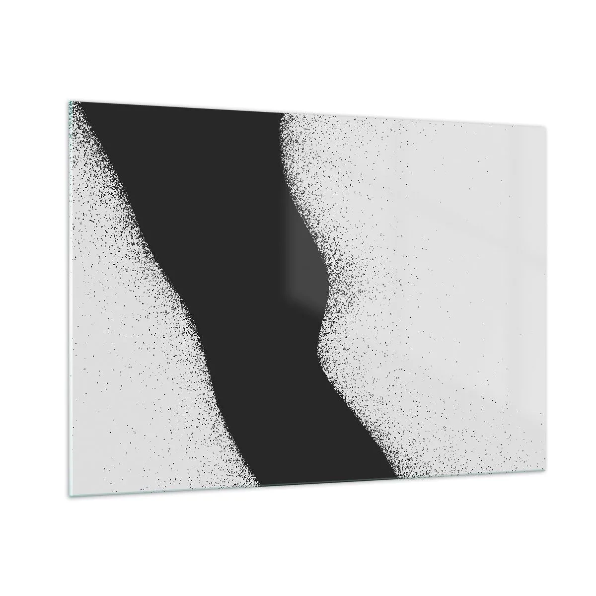 Obraz na szkle - Minimalistyczna czarno-biała abstrakcja z punktowym gradientem - 100x70cm - Płynna równowaga - Nowoczesna dekoracja ścienna do salonu, kuchni i sypialni ARTTOR