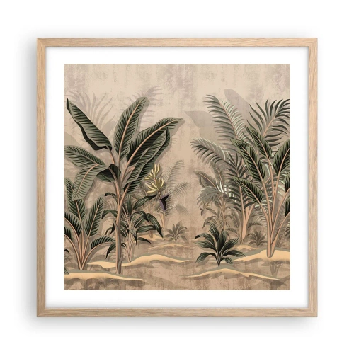 Plakat w ramie jasny dąb - Rycina w kolonialnym stylu - 50x50 cm