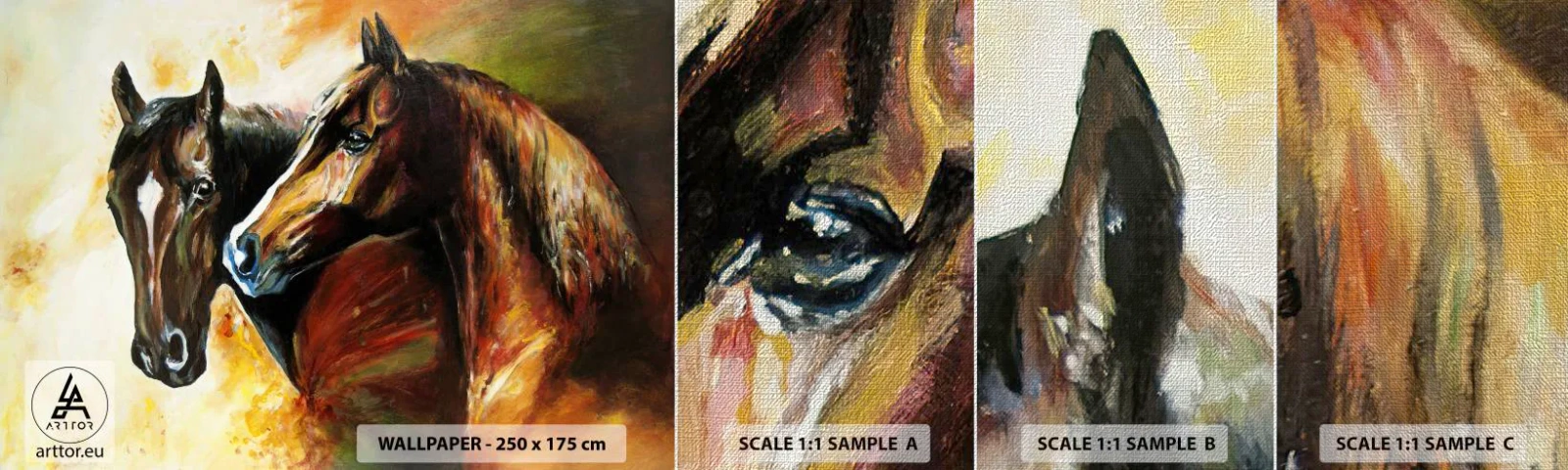 Fototapeta Próbka Premium Canvas - Dwa razy więcej wdzięku - Zwierzęta, Konie, Natura - 100x30 cm