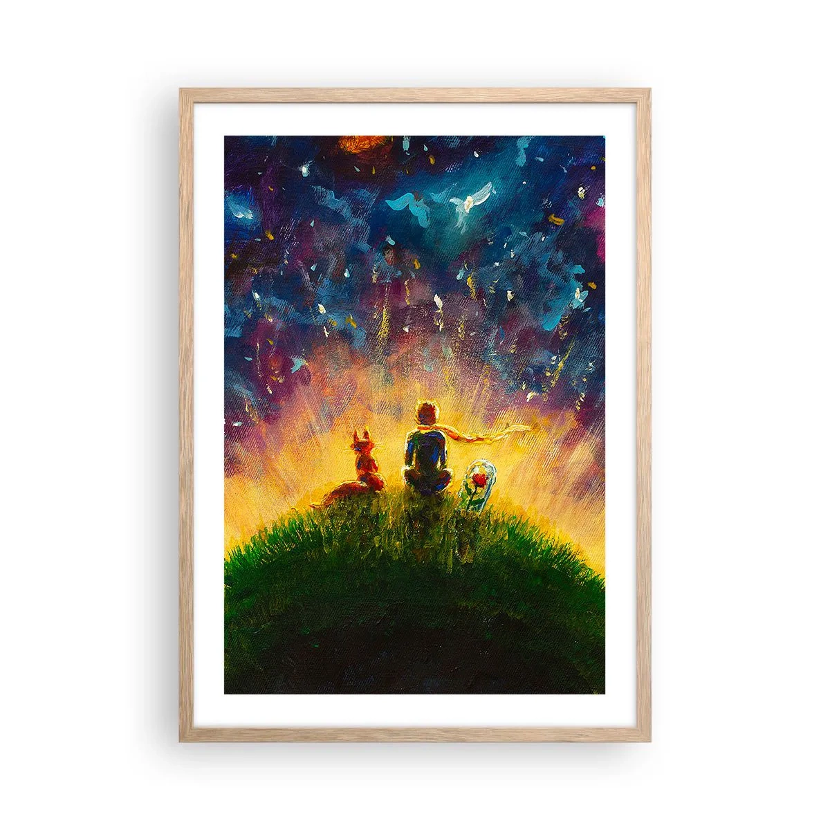 Plakat w ramie jasny dąb - Miłość i przyjaźń - cały świat - 50x70 cm