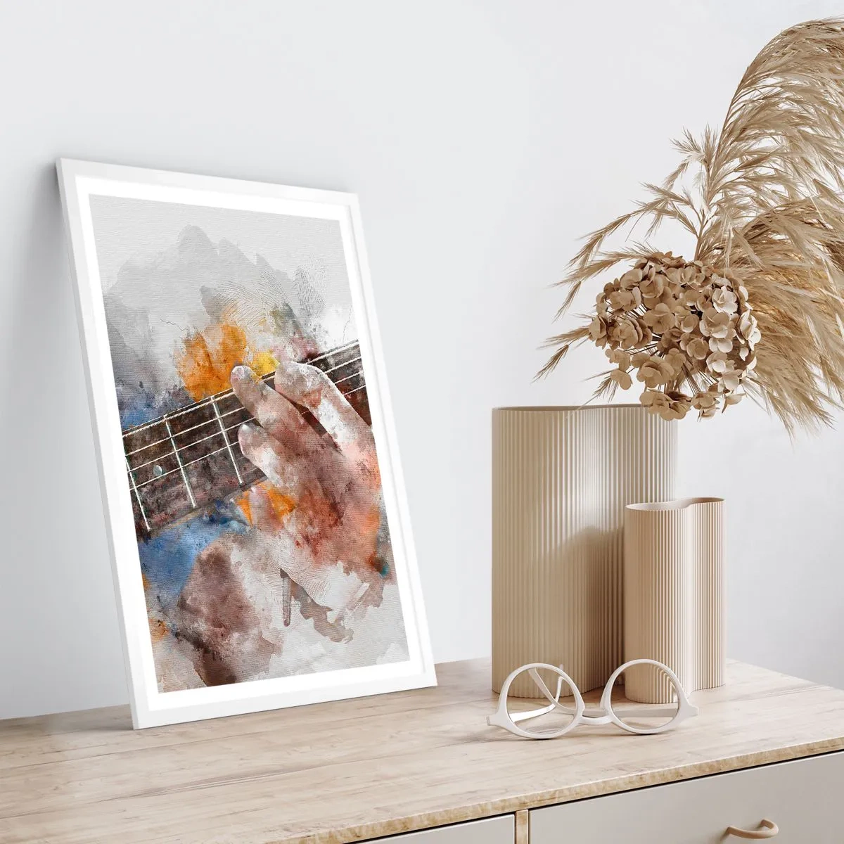 Plakat w białej ramie - Poezja między strunami - 40x50 cm