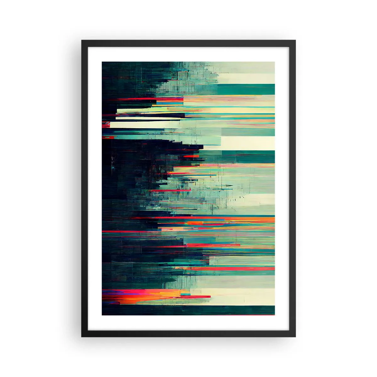 Plakat w czarnej ramie - Nowoczesna abstrakcja z geometrycznymi liniami - 50x70cm - Futurystyczne miasto - Nowoczesna dekoracja ścienna do salonu i sypialni ARTTOR