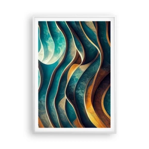 Plakat w białej ramie - Meandry błękitu - 70x100 cm