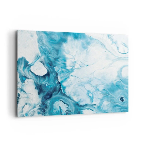 Obraz na płótnie - Abstrakcyjny wzór w odcieniach błękitu - 100x70cm - Koncert błękitu - Nowoczesna dekoracja ścienna do salonu, kuchni i sypialni ARTTOR