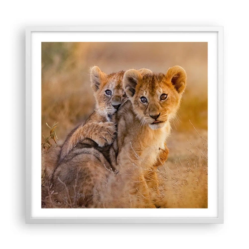 Plakat w białej ramie - Nie przeszkadzać! Bawimy się - 60x60 cm