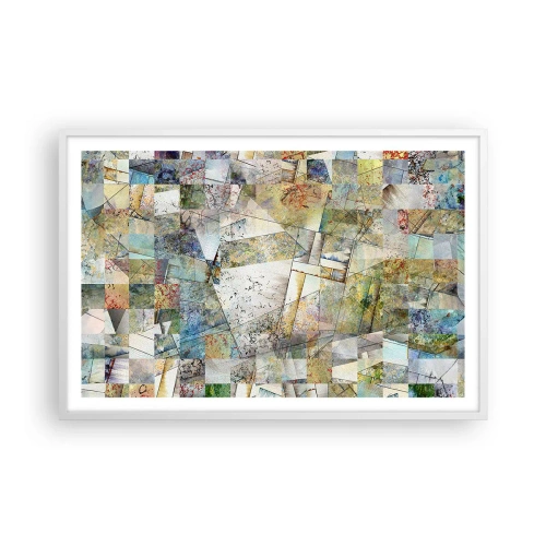 Plakat w białej ramie - Geometryczne przetasowanie - 91x61 cm