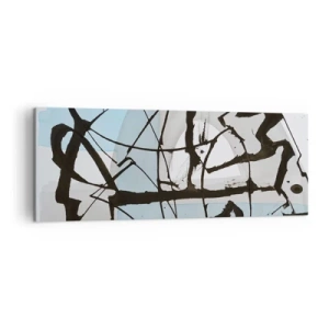 Obraz na płótnie - Abstrakcyjne linie i kształty w błękicie i czerni - 140x50cm - Mimo wszystko błękitny - Nowoczesna dekoracja ścienna do salonu i sypialni ARTTOR