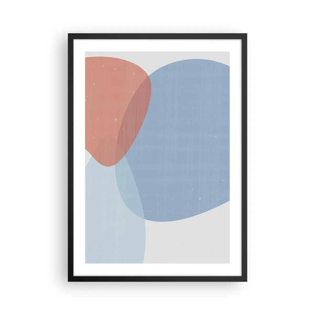 Plakat w czarnej ramie - Abstrakcyjne formy w błękitach i beżach - 50x70cm - Pastelowe związki - Nowoczesna dekoracja ścienna do salonu i sypialni ARTTOR
