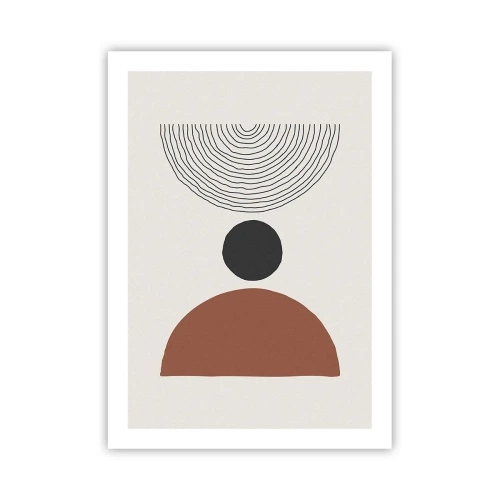 Plakat - Geometryczny motyw z półkolem i liniami na jasnym tle - 50x70cm - W centrum uwagi - Nowoczesna dekoracja ścienna do salonu, kuchni i sypialni ARTTOR