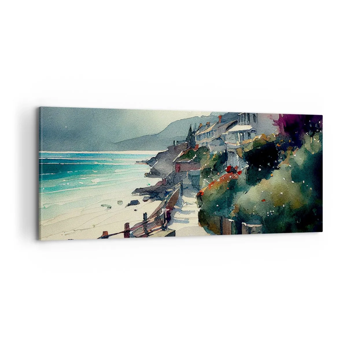 Obraz na płótnie - Śródziemnomorskie miasteczko - 100x40 cm