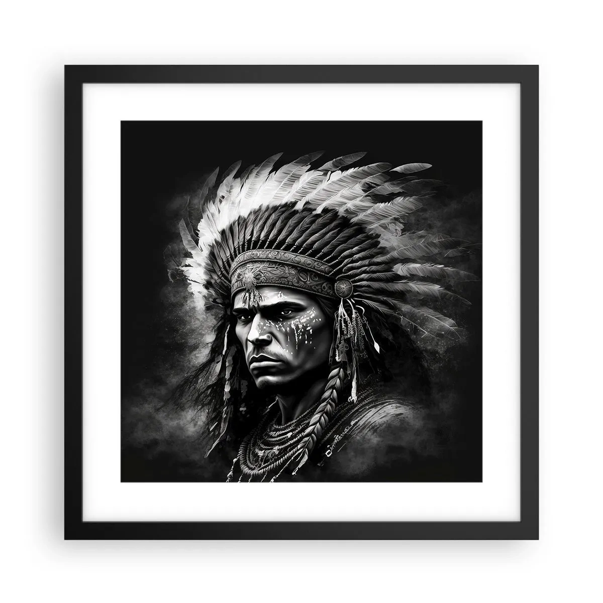 Plakat w czarnej ramie - Wódz i wojownik - 40x40 cm