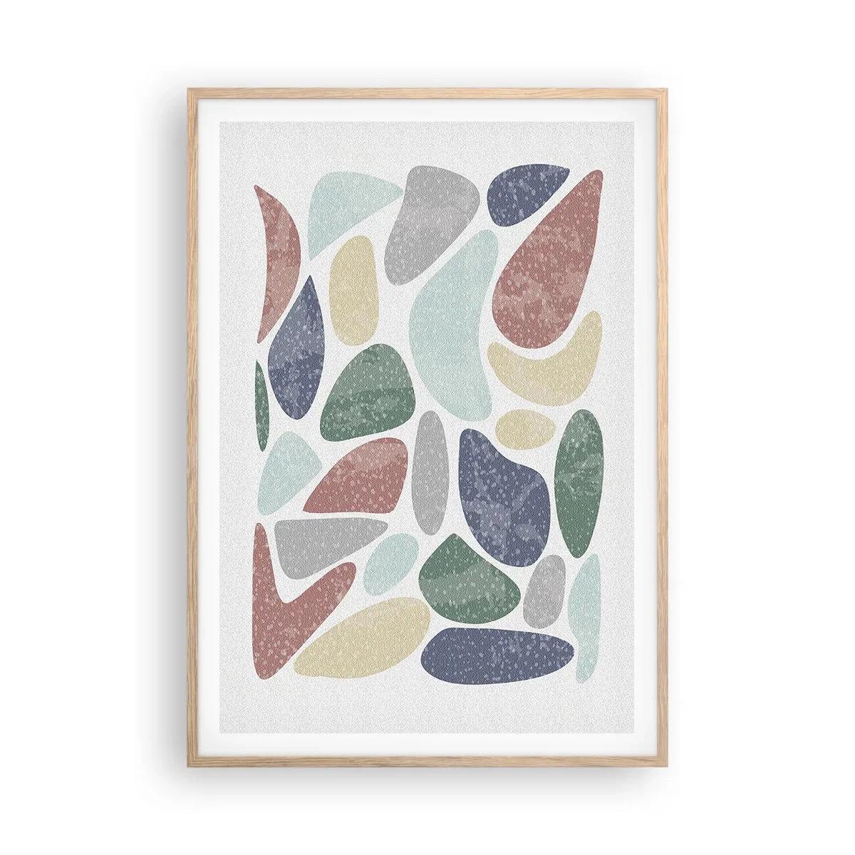 Plakat w ramie jasny dąb - Mozaika pudrowanych barw - 70x100 cm