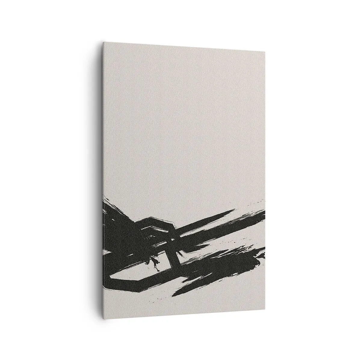 Obraz na płótnie - Dynamiczne pociągnięcia pędzla w czerni na jasnym tle - 80x120cm - Niepohamowany pęd - Nowoczesna dekoracja ścienna do salonu i sypialni ARTTOR