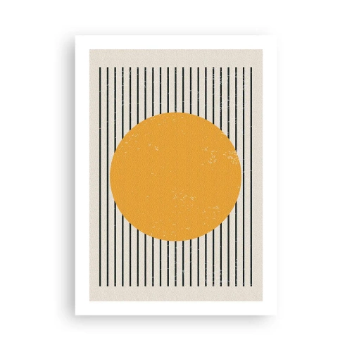 Plakat - Geometryczna kompozycja z pomarańczowym kołem i liniami - 50x70cm - Siła prostoty - Nowoczesna dekoracja ścienna do salonu, kuchni i sypialni ARTTOR