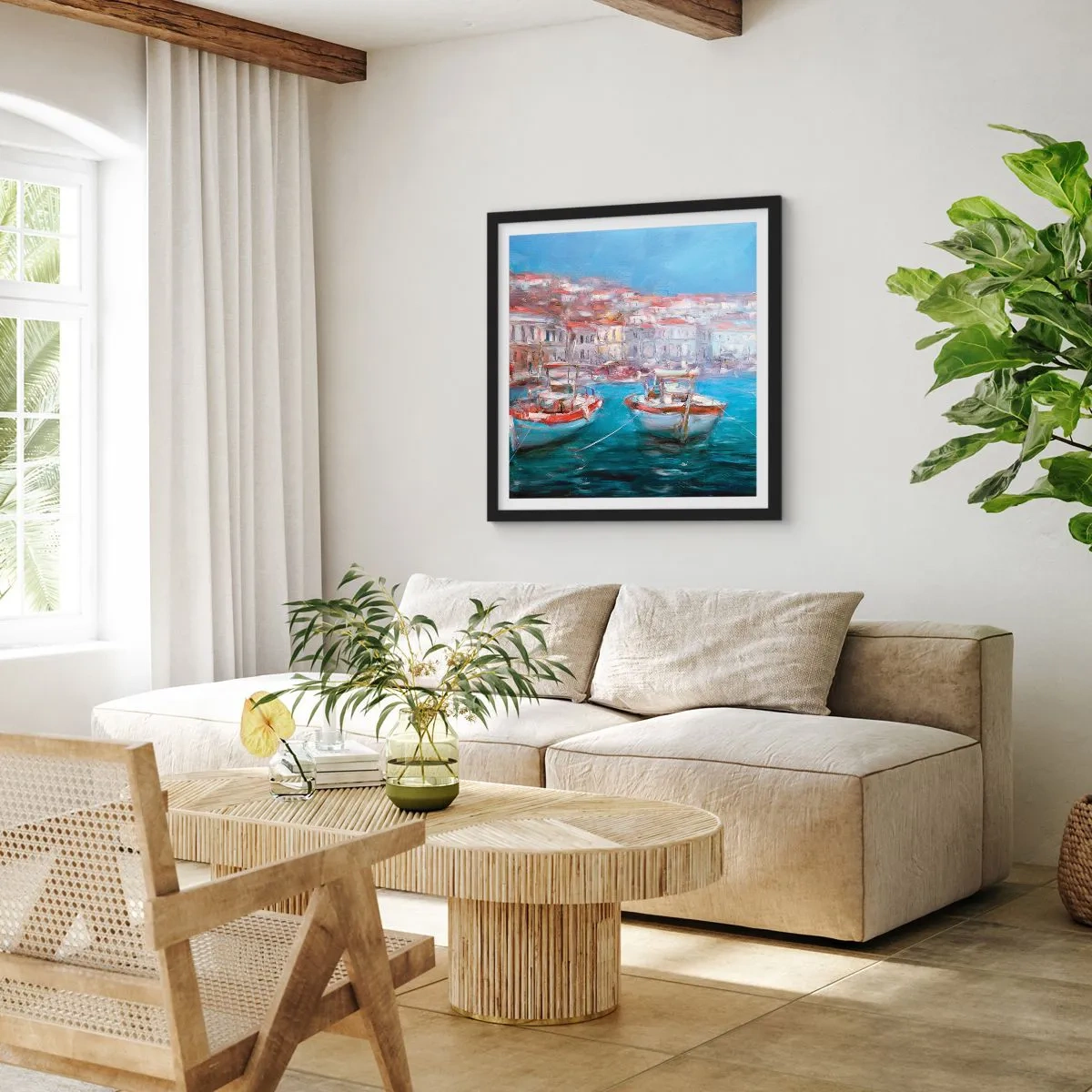 Plakat w czarnej ramie - Włoska zatoka - 60x60 cm